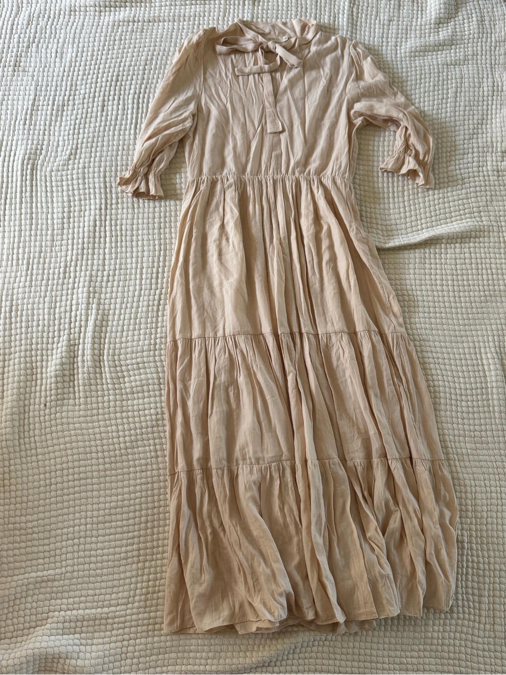 Roolee Blush Tie-Neck Pleated Top